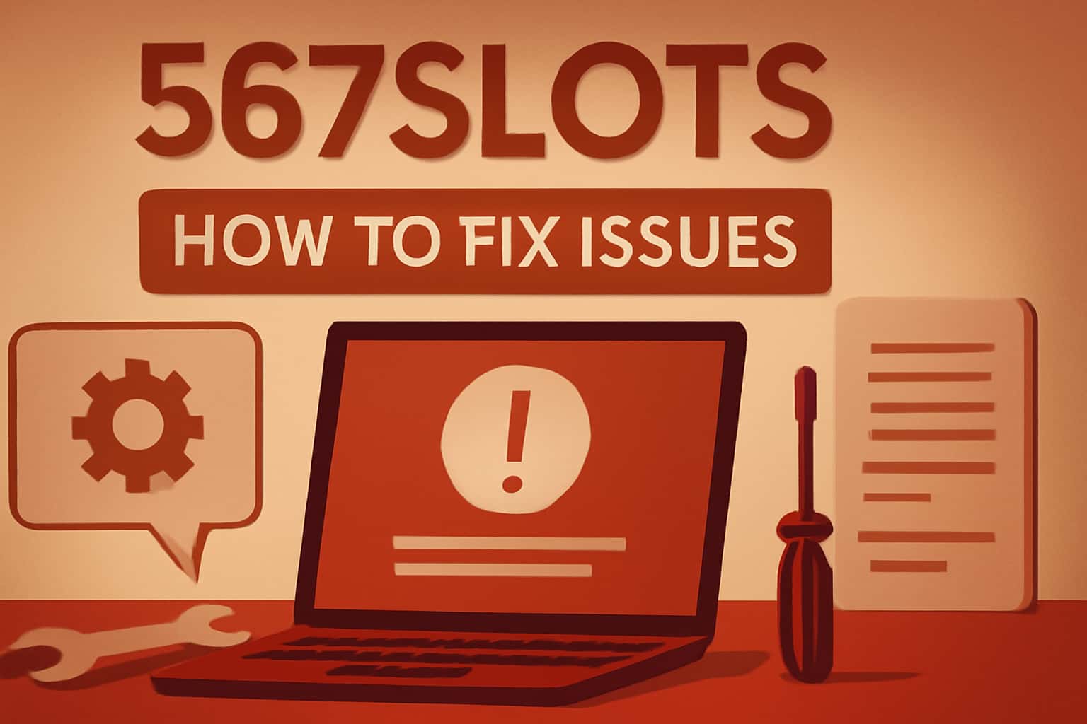 Informational scene representing troubleshooting for the 567Slots app.