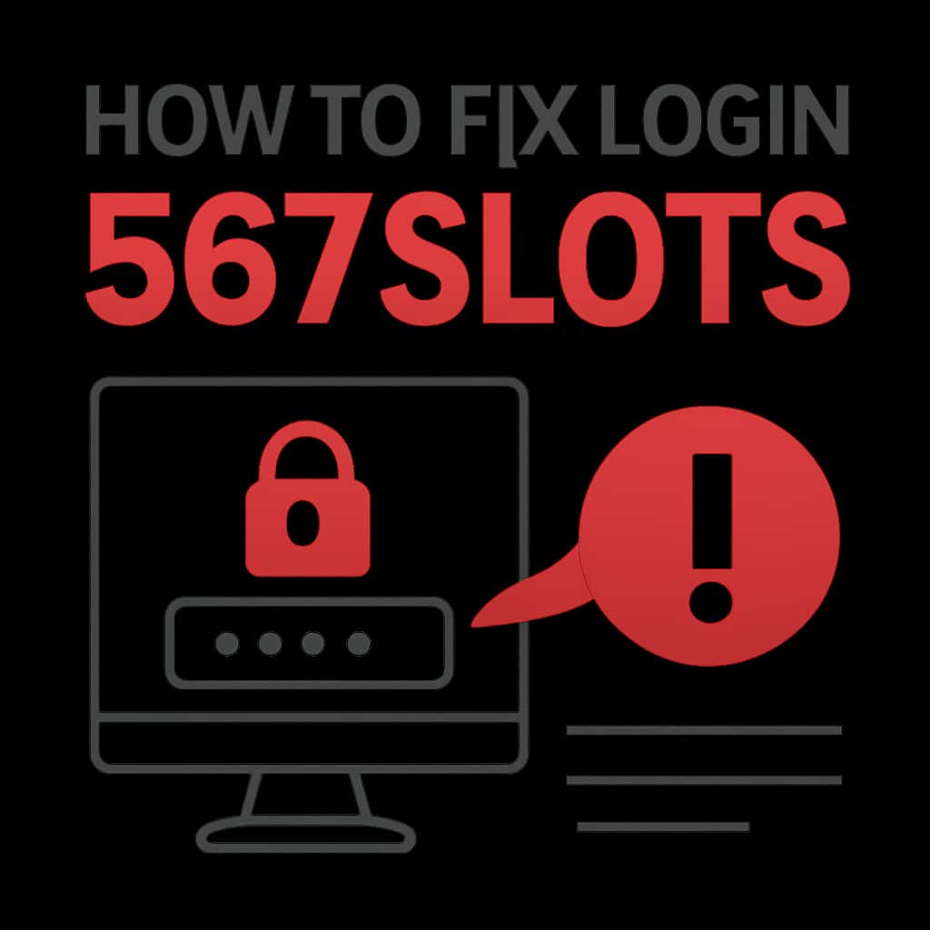 A diagram illustrating steps to troubleshoot login issues in the 567Slots app.