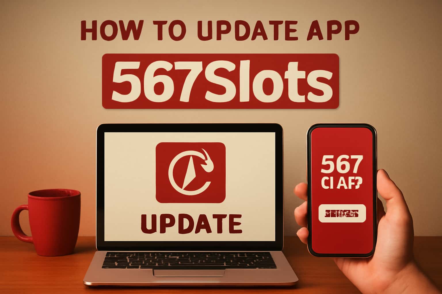 Graphic representation of updating the 567Slots app