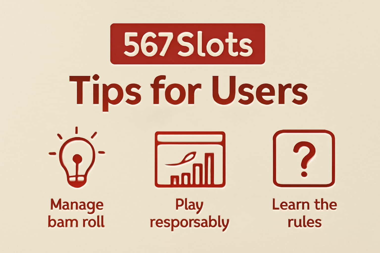 Information scene illustrating tips for using the 567Slots application.