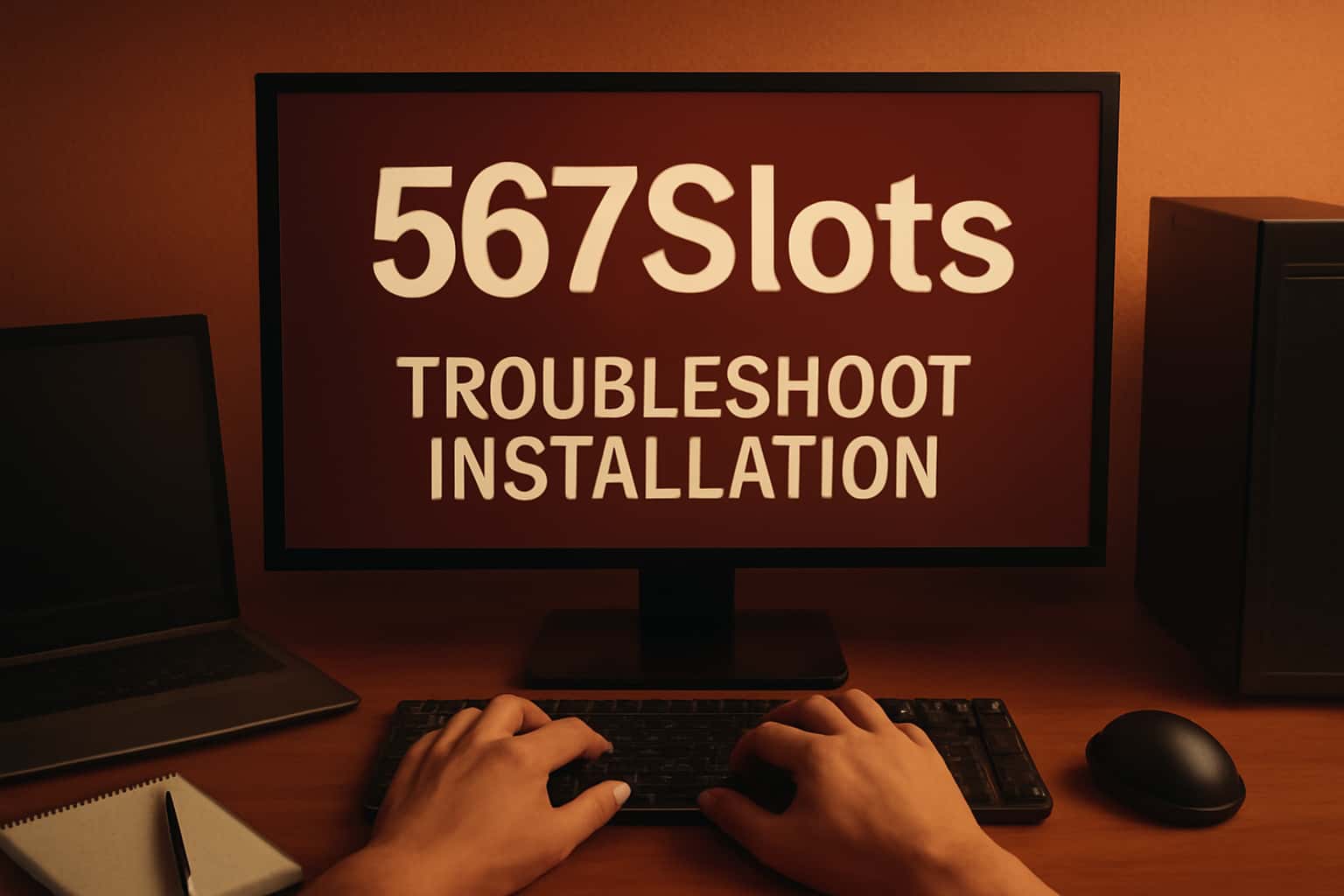 Informational scene related to troubleshooting the installation of the 567Slots app.